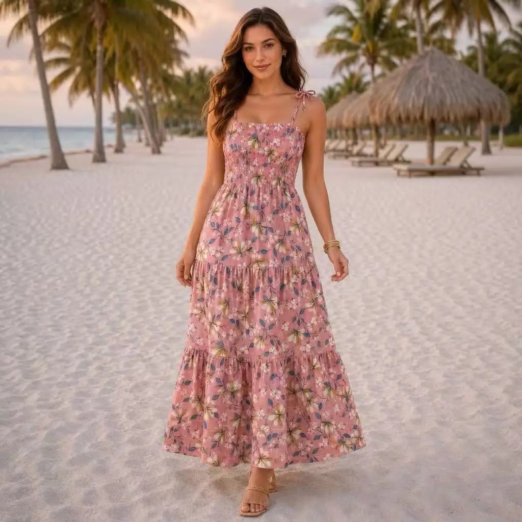 Vestido Midi Floral Feminino Estampado