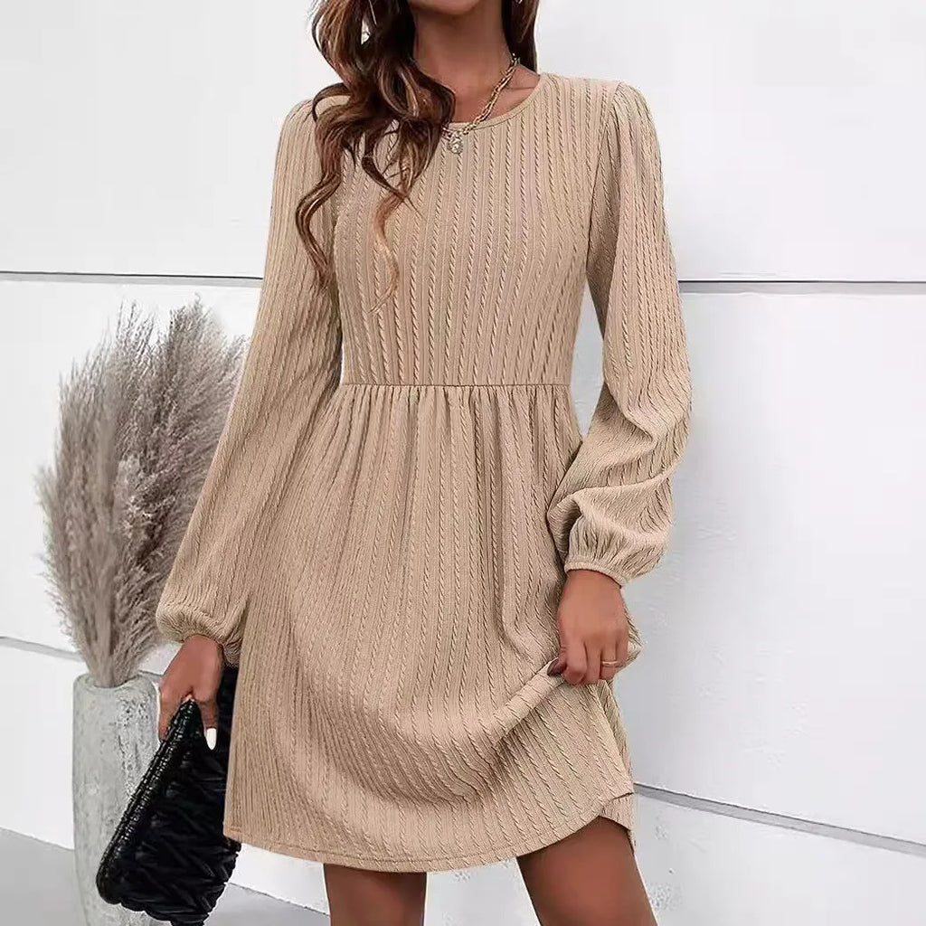 Vestido Minimalista Texturizado Manga Longa