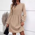 Vestido Minimalista Texturizado Manga Longa