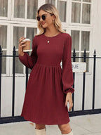 Vestido Minimalista Texturizado Manga Longa
