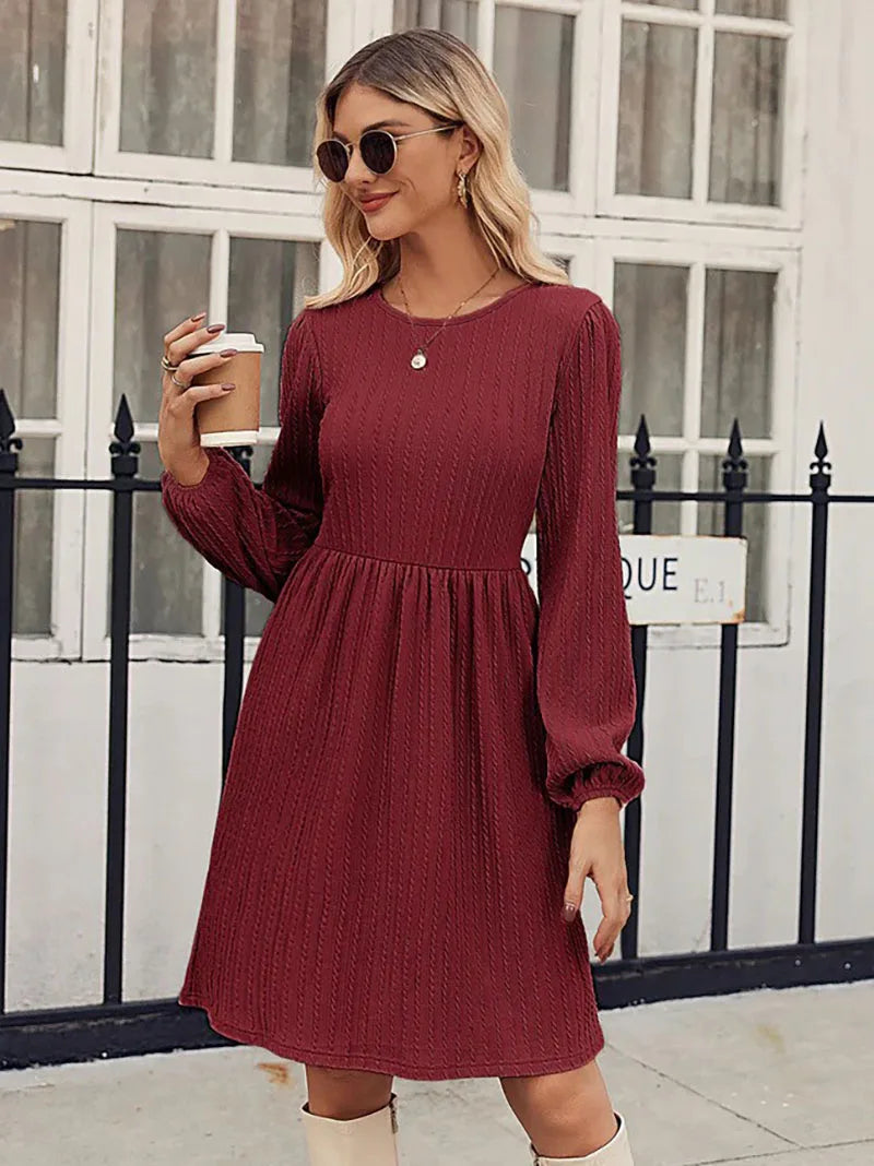 Vestido Minimalista Texturizado Manga Longa