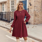 Vestido Minimalista Texturizado Manga Longa