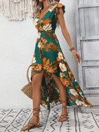 Vestido Mullet Estampa Verde Floral