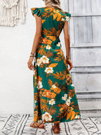 Vestido Mullet Estampa Verde Floral