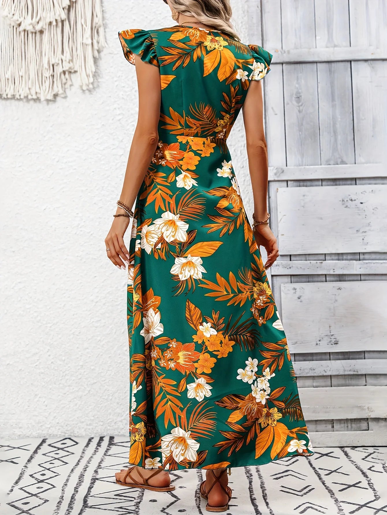 Vestido Mullet Estampa Verde Floral