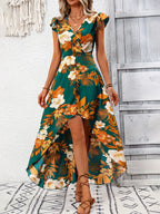 Vestido Mullet Estampa Verde Floral