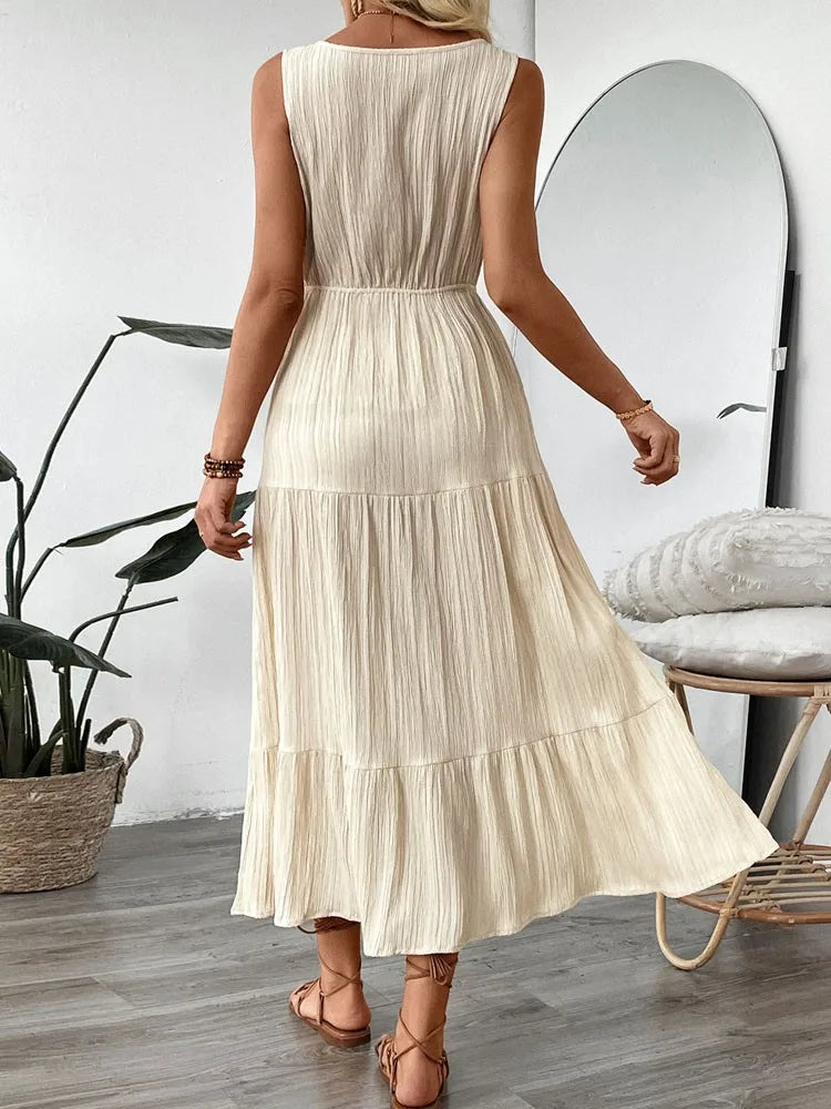 Vestido Off Minimalista Detalhe Cintura Alta