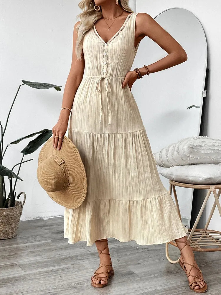 Vestido Off Minimalista Detalhe Cintura Alta