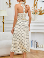 Vestido Poá Feminino Longo com Decote V