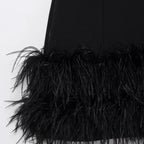 Vestido Preto Elegante com Penas