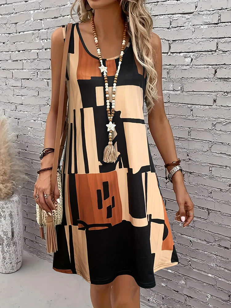 Vestido Regata Estampado 3D Curto
