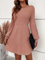 Vestido Tricô Feminino Manga Larga Elegante