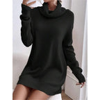 Vestido Tricotado de Gola Alta com Punho
