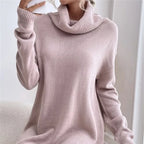 Vestido Tricotado de Gola Alta com Punho