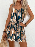 Vestido curto feminino estampado sem mangas