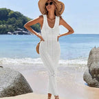 Vestido de Praia Feminino em Malha Vazado Sem Mangas