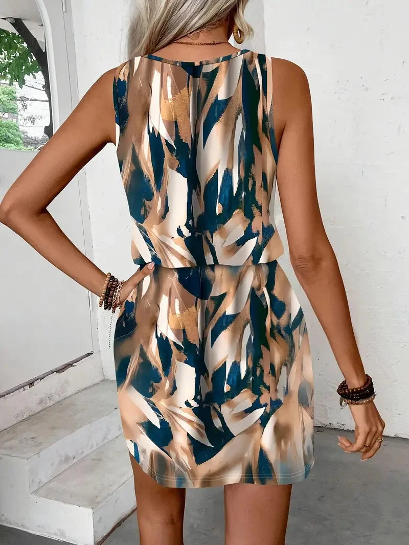 Vestido feminino estampado com modelagem confortável