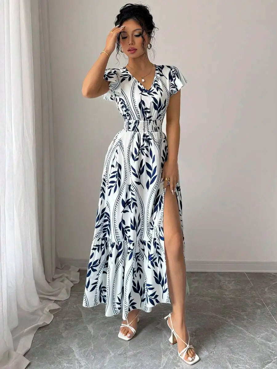 Vestido longo elegante estampado para verão