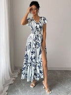 Vestido longo elegante estampado para verão