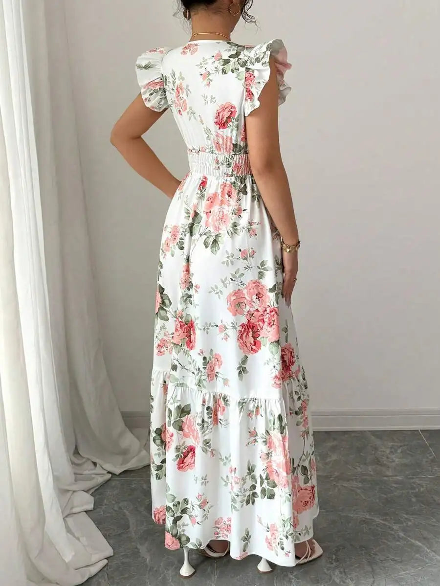 Vestido longo estampado floral Rafazza