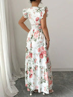 Vestido longo estampado floral Rafazza