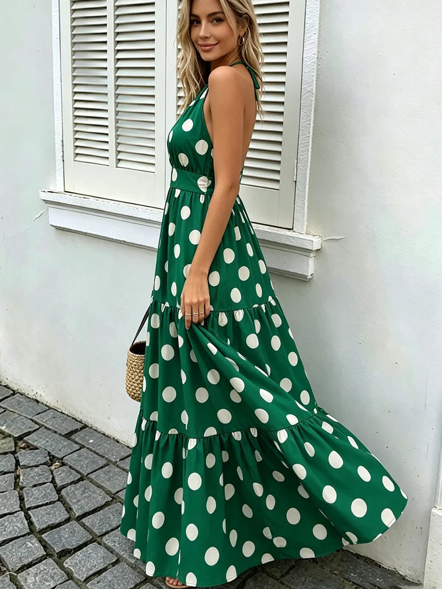Vestido longo verde feminino elegante