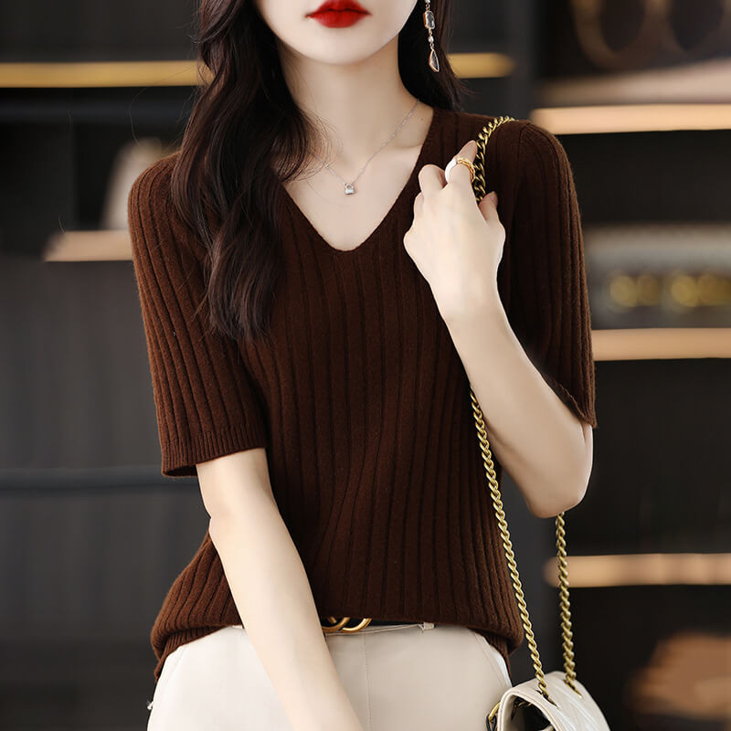 Blusa Feminina em Tricô Caxemira com Gola V